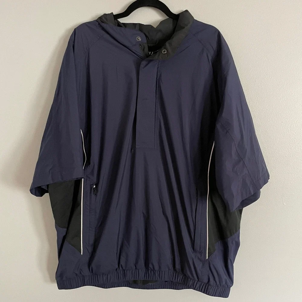 FootJoy DryJoys Golf Rain Shirt Mens XXL Blue Short Sleeve Windbreaker Pullover